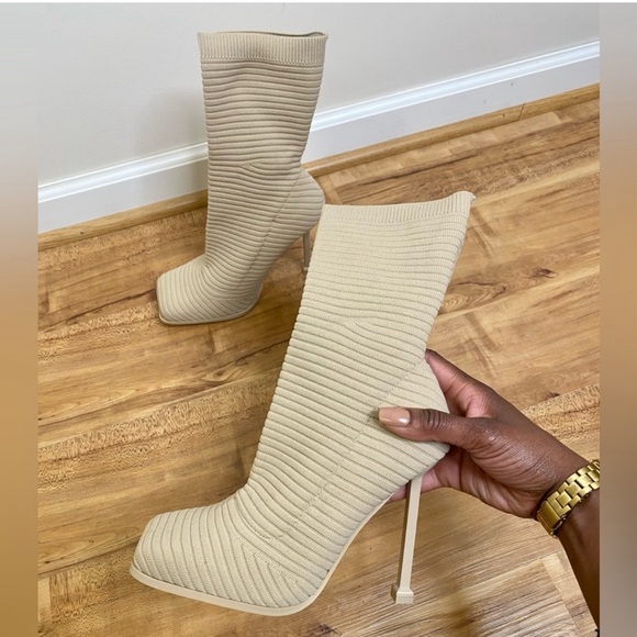 Sock Boots Tan - Picture 2 of 2